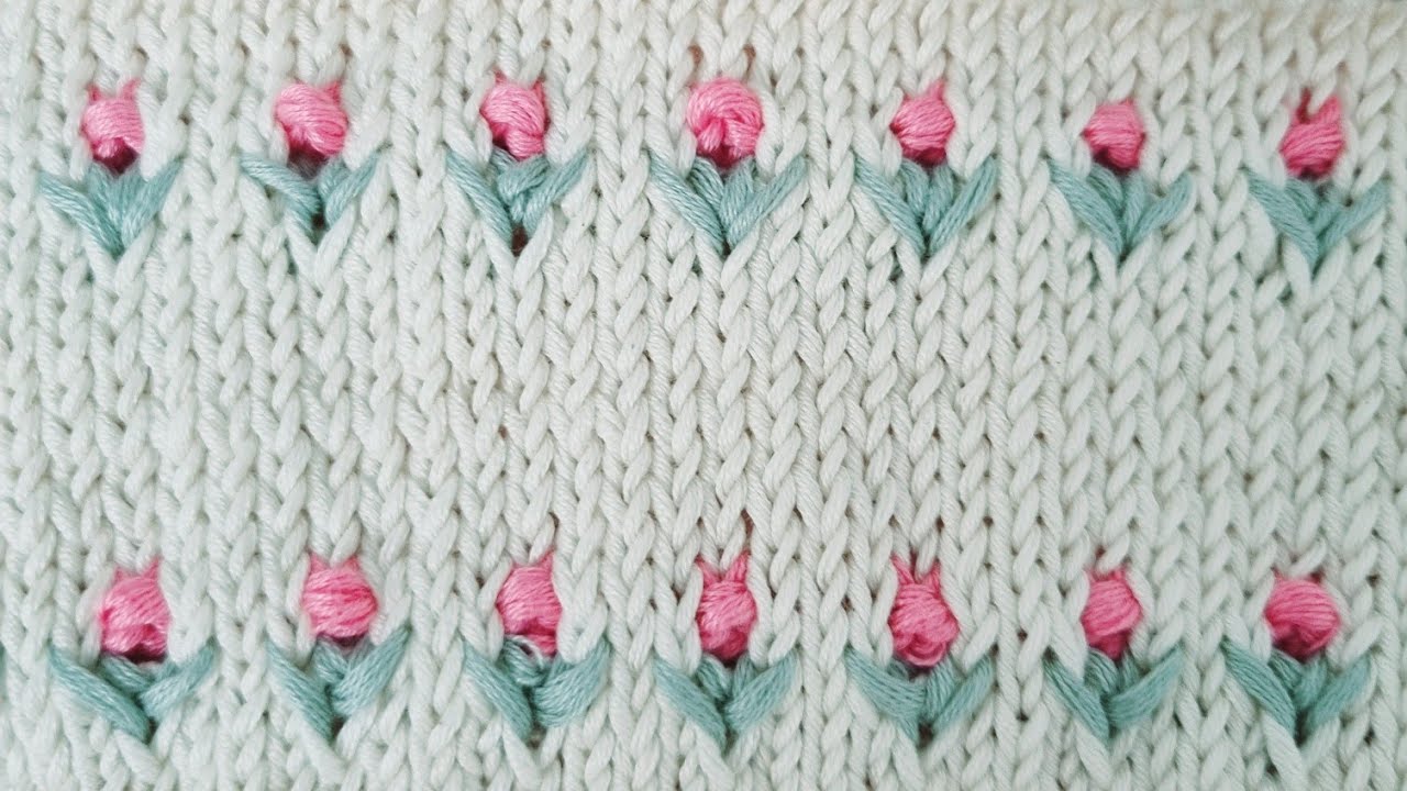 @ قناة OmYazan  Triku  Crochet  تريكو: طريقة سهلة وجميلة لعمل غرزة ازهار الربيع بالألوان( جاكار)