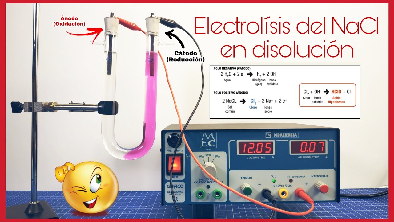 ELECTROL&Iacute;SIS DEL CLORURO S&Oacute;DICO (NaCl) || EXPERIMENTO Y REACCIONES ELECTROQU&Iacute;MICAS EXPLICADAS
