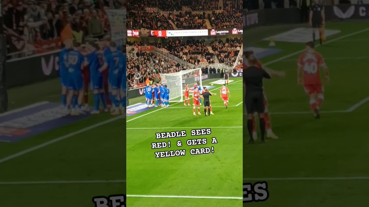 BEADLE SEES RED for Birmingham v Middlesbrough! Riverside Stadium! & gets a yellow card! KRO