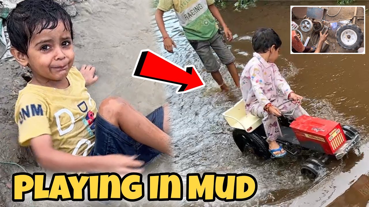 Playing in Mud With Swaraj 😱 Pond Me Ghus Gaya Tractor