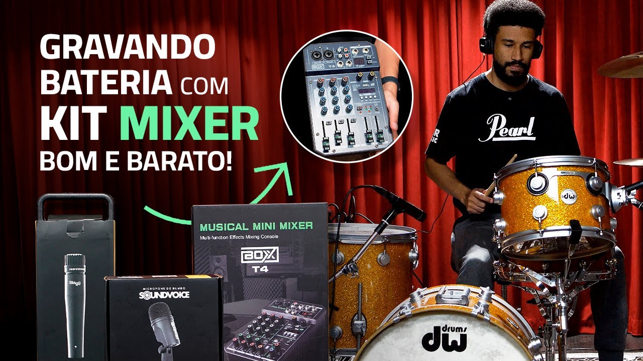Grava&ccedil;&atilde;o de Bateria em Casa! BARATO Kit de Mixer + Microfones