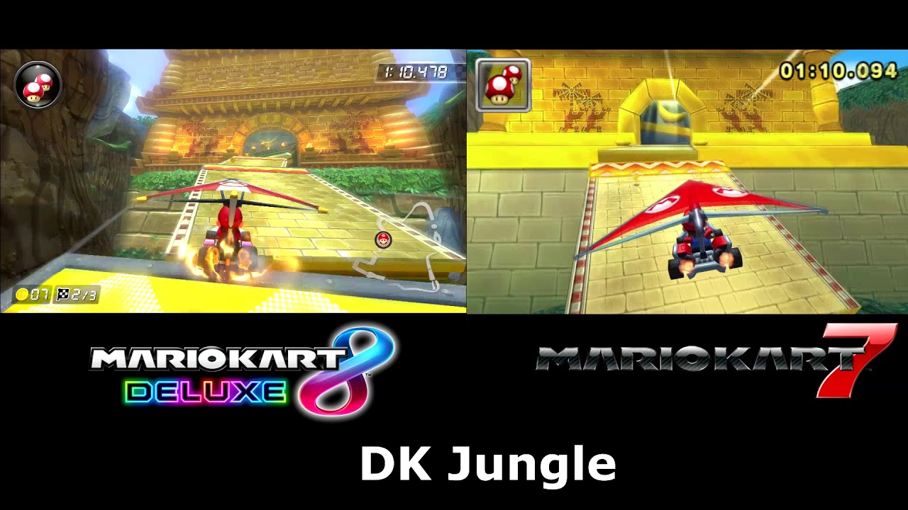 🍌DK Jungle Mario Kart 7 and 8 Deluxe Comparison🍌