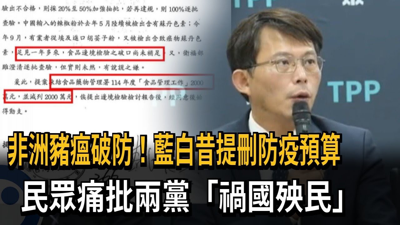 非洲豬瘟破防！藍白昔提刪防疫預算 民眾痛批兩黨「禍國殃民」－民視新聞