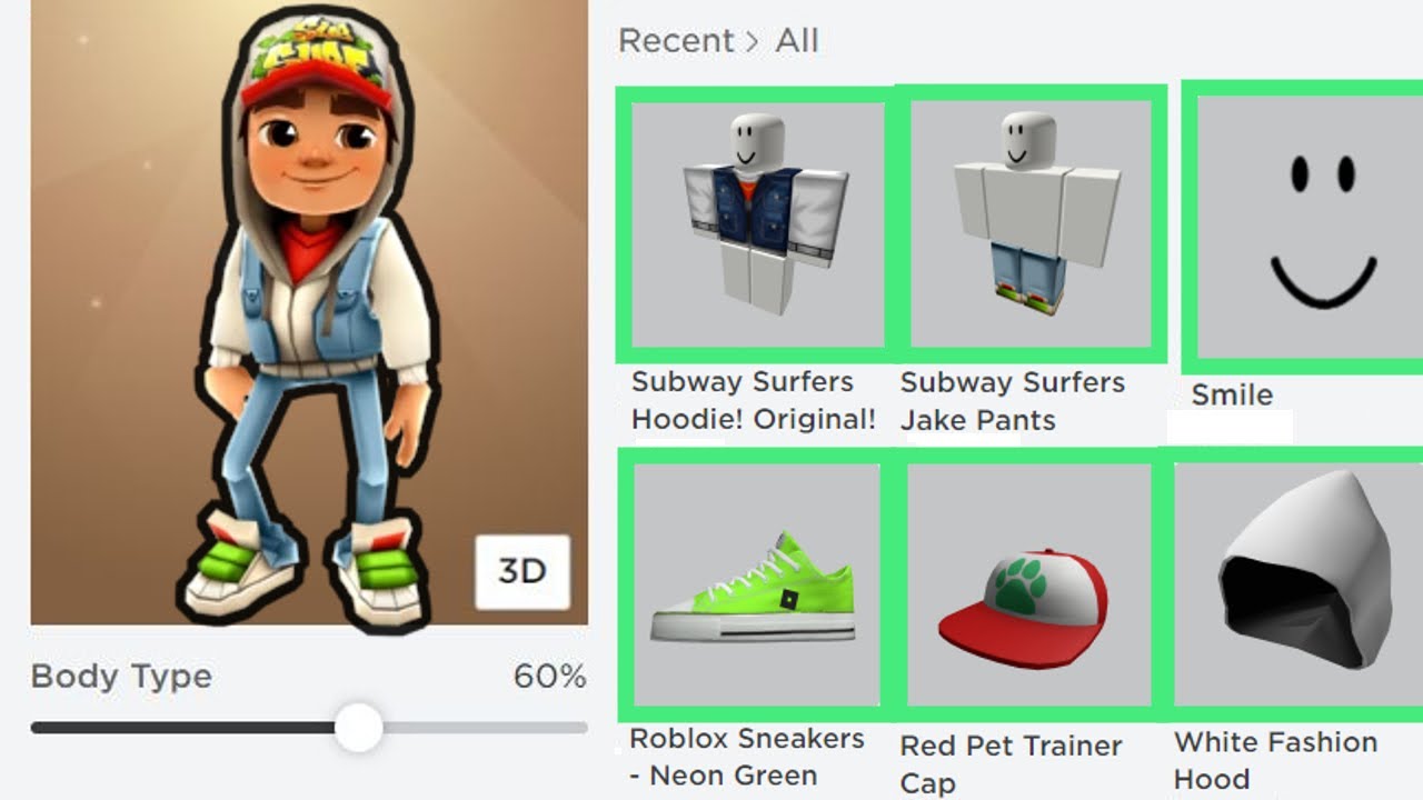 Roblox Jake From Subway Surfers Avatar