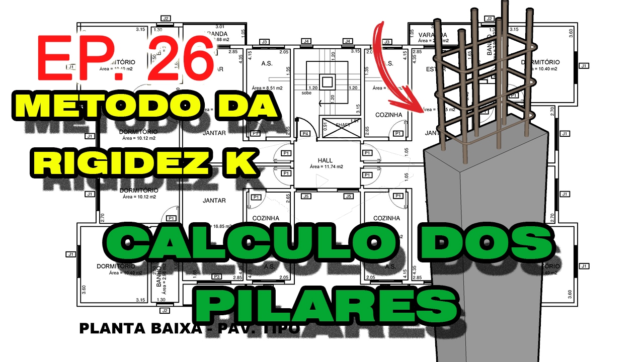 EP. 26 - CALCULO DO PILAR MÉTODO DE RIGIDEZ K APROXIMADO