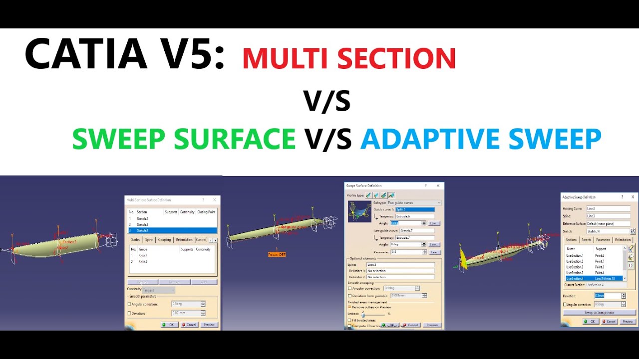 CATIA V5 : MULTI SECTION V/S SWEEP SURFACE V/S ADAPTIVE SWEEP - WHICH IS BETTER ?