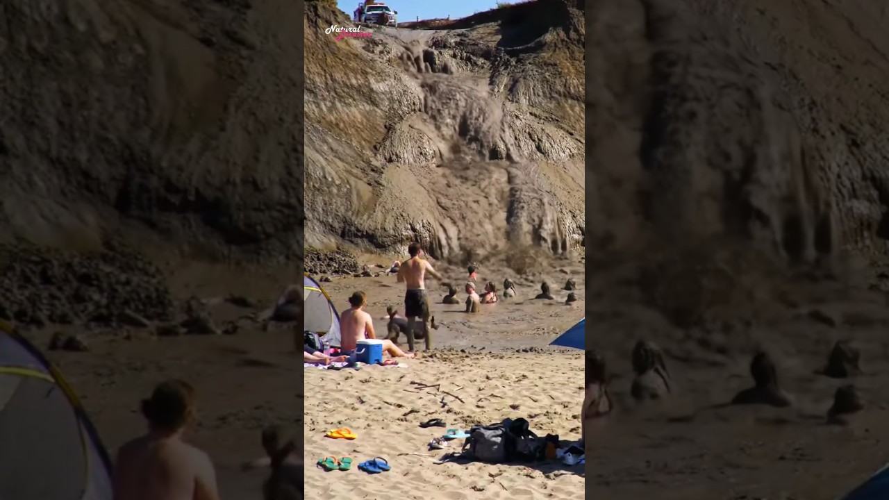Terrifying Mudslide Caught on Camera! Beach Turns into Brown Death Trap 😱🌊#Mudslide #NaturalDisaster