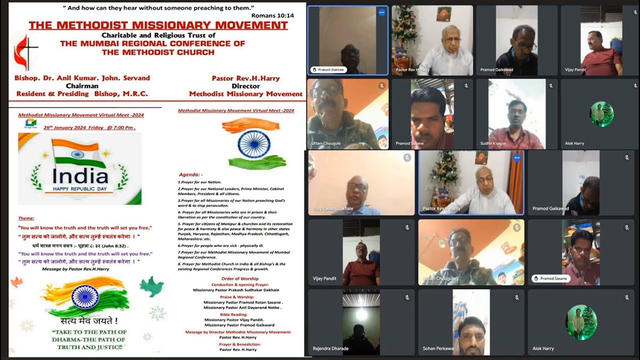 Methodist Missionary Movement Virtual Meet -2024. 26th January 2024