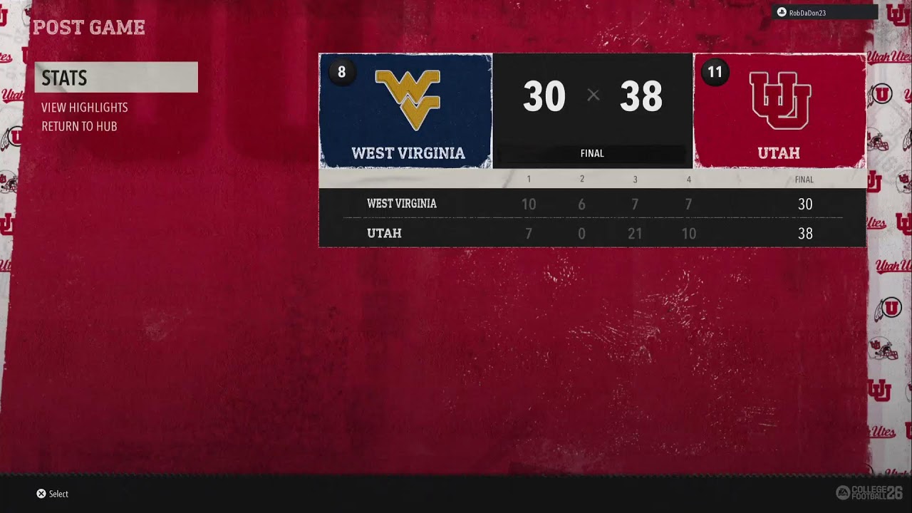 College Football 26 - STREAMS🌊 Online Dynasty Week 6 - #8 WVU @ #11 Utah