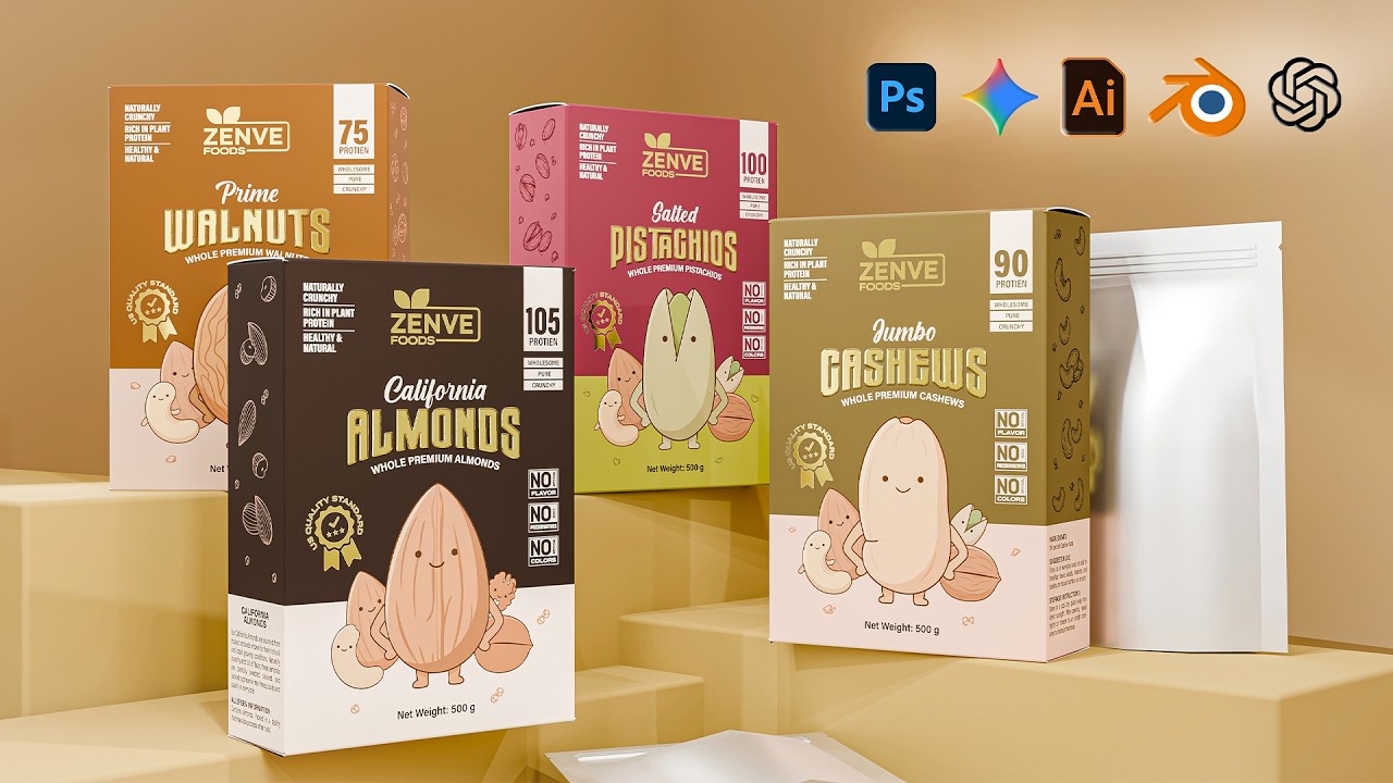 How I Designed Premium Nuts Packaging from Start to Finish