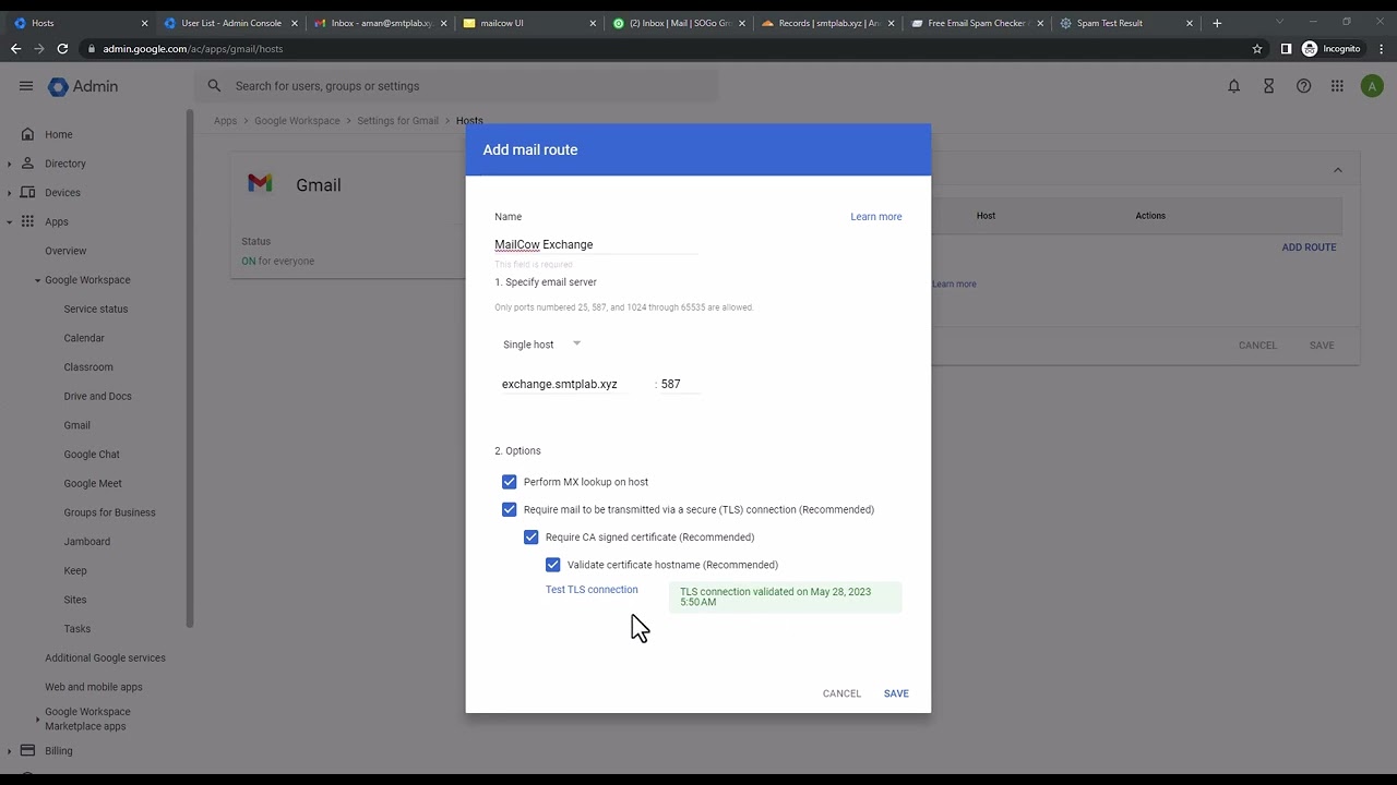 Google Workspace Split Delivery with MailCow