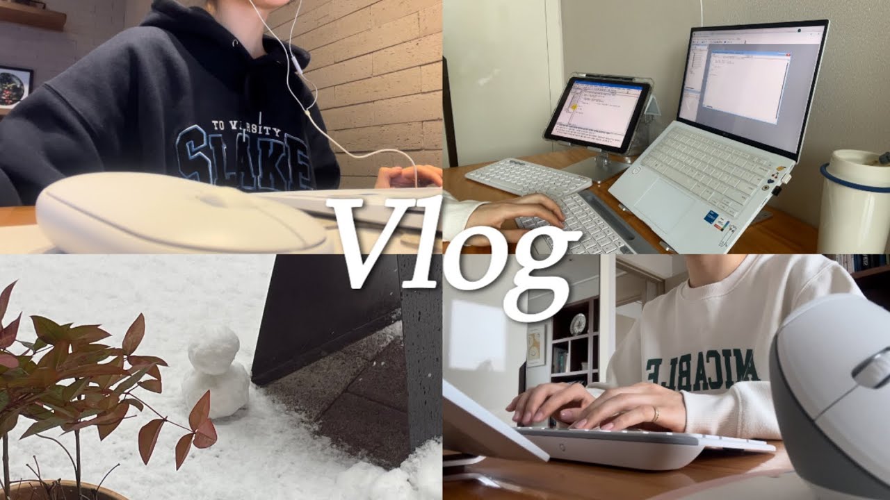 Vlog | 대학생 공부 브이로그 📖 | 컴활 1급 외계어 해독하기 👽💻 | 아직도 눈오면 눈사람 만드는 2N살인뎁숑 ㅎ ☃️ | 카페알바 컴활 공부