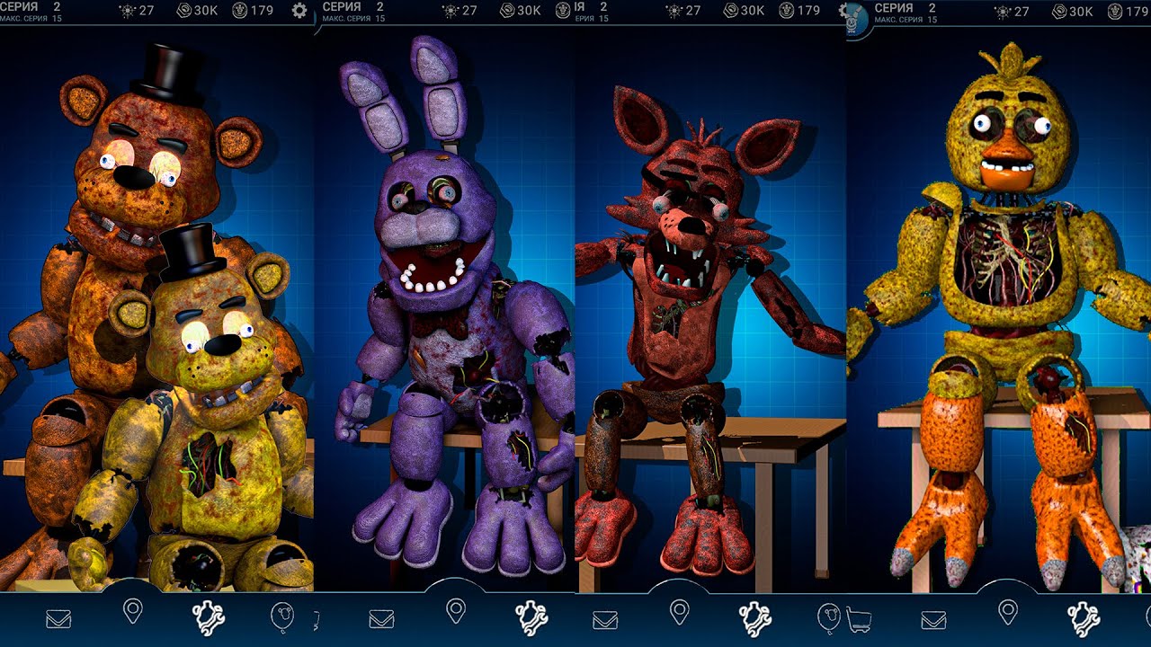FNAF AR Deathscreen (corpse) Animatronics - Jumpscare & Workshop animations