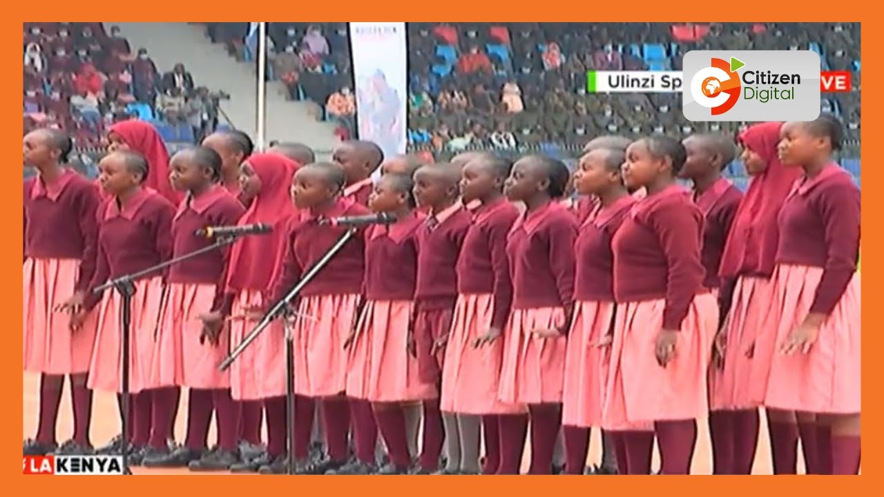 “Umeongoza kwa hekima Kiongozi muadhamu,” Lang’ata Barracks pupils recites a poem for Pres. Kenyatta
