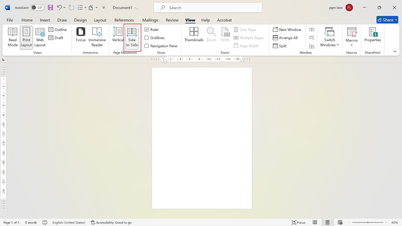 ແກ້ໄຂ MS Word ໄປຫຼົງກົດເຂົ້າ Function Side to Side