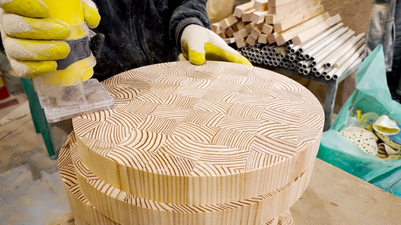Artistic annual Rings! Process of making END GRAIN Cutting Board