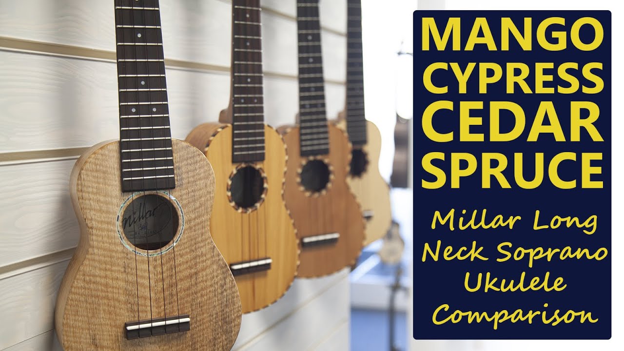 Millar Long Neck Soprano Ukulele Range - 4 Uke Comparison