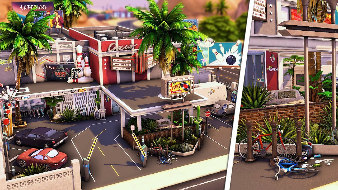 Movie Theatre, Bowling Alley & Arcade | The Sims 4 Speed Build