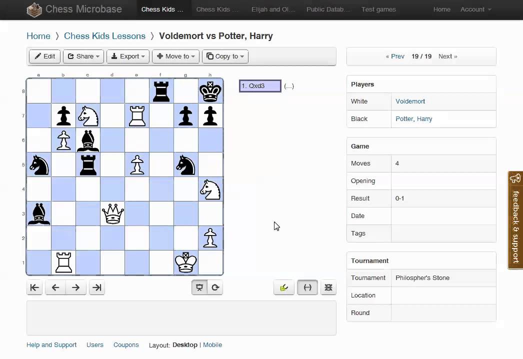 Presenting a chess game with Chess Microbase PGN game viewer