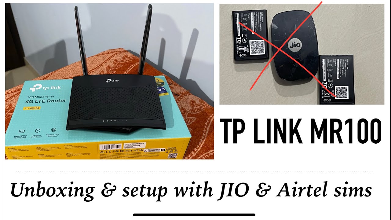 TP-Link TL-MR100 Unboxing and Setup with Jio and Airtel Sim