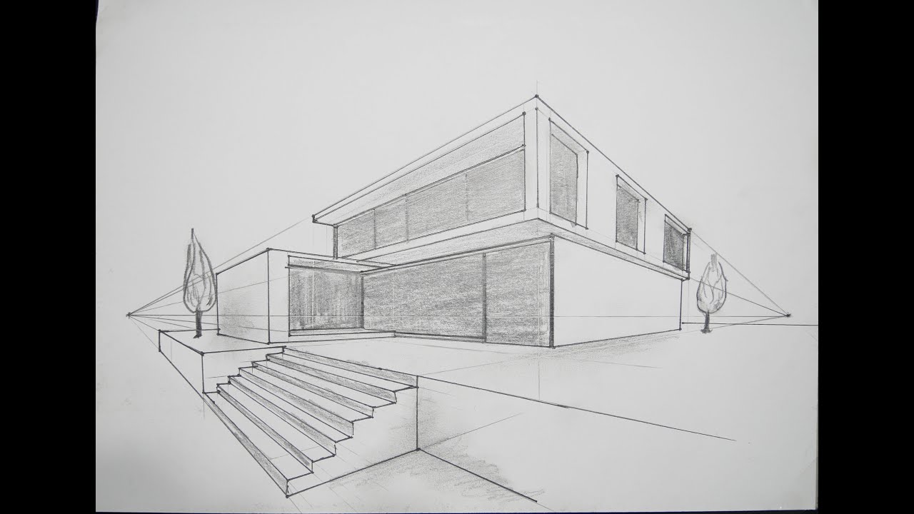 architectural on how to draw a modern house in 2 point perspective #58