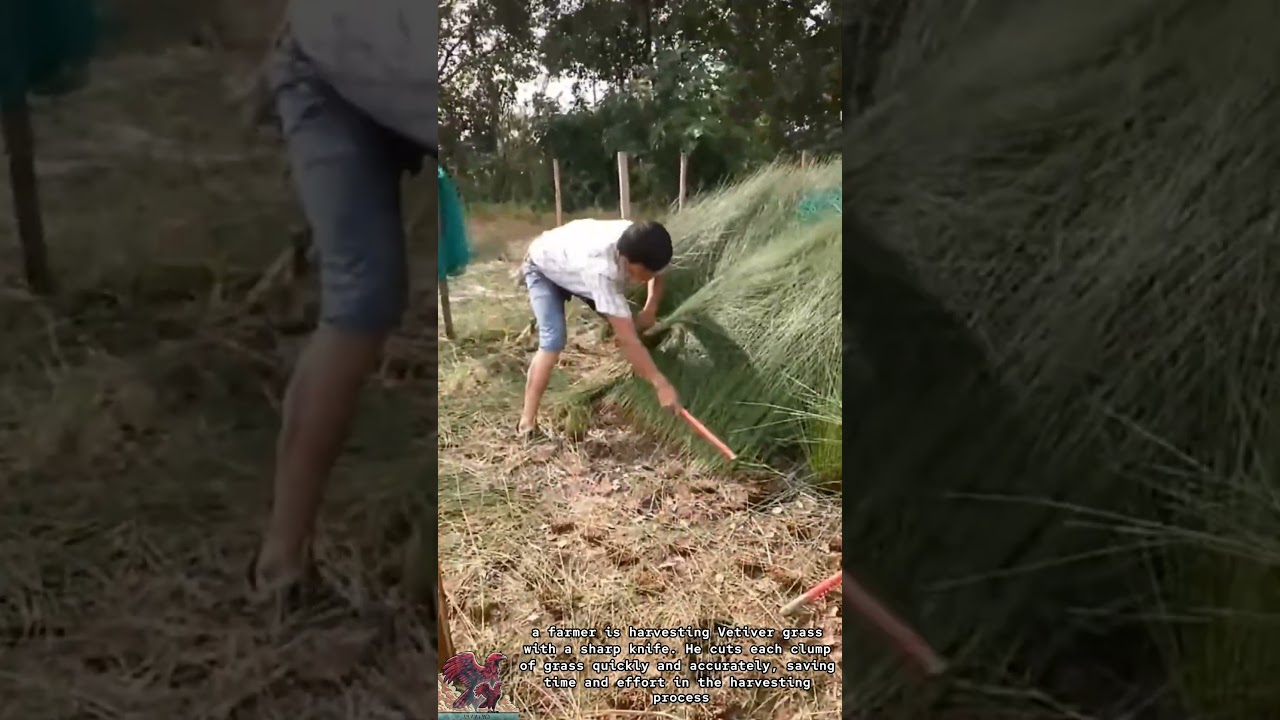 Harvesting Vetiver Grass || Quickly with a Sharp Knife