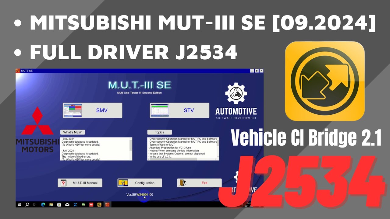 MITSUBISHI MUT-III SE [09.2024] | FULL DRIVER J2534 | FULL FUNCTIONALITY | Vehicle CI Bridge 2.1