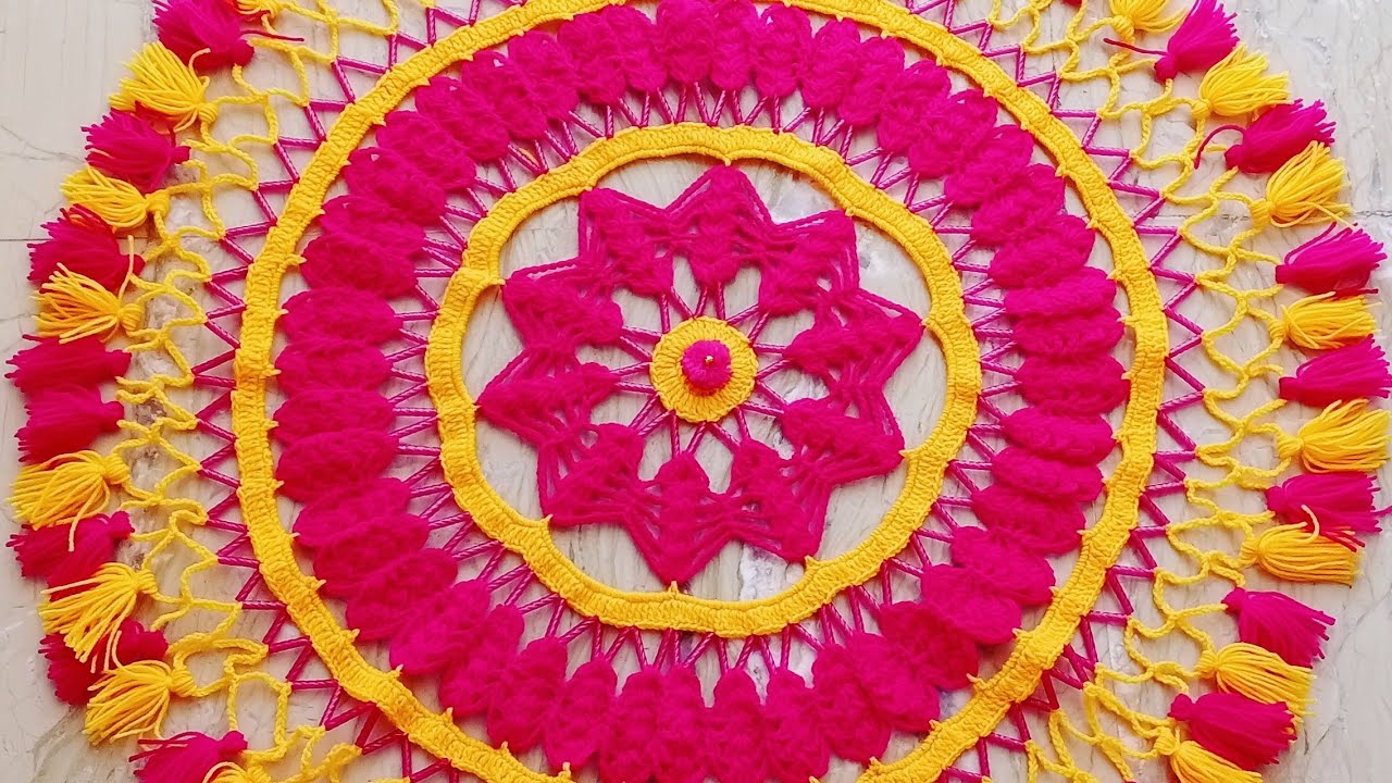 thalposh design, crochet table cover, crosia thalposh woolen rumal easy to make #DIY #woolencraft