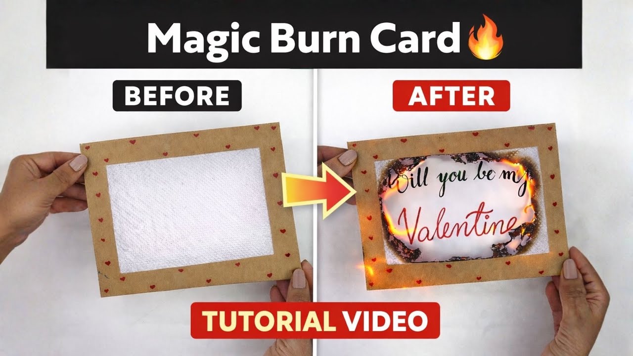 DIY SURPRISE FIRE CARD | Propose day card idea | FIRE CARD | Reaveal card at home tutorial 