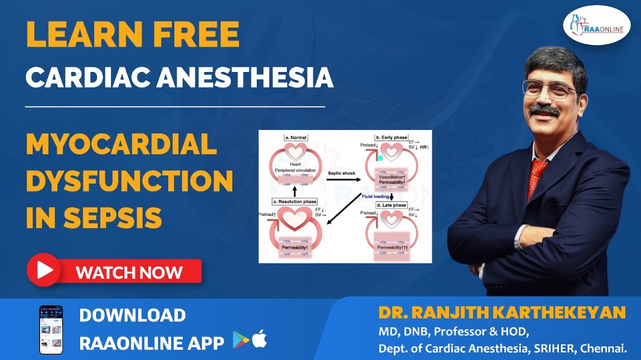 Cardiac Anesthesia | Myocardial Dysfunction in Sepsis | by Prof. Ranjith Karthekeyan | RAAONLINE