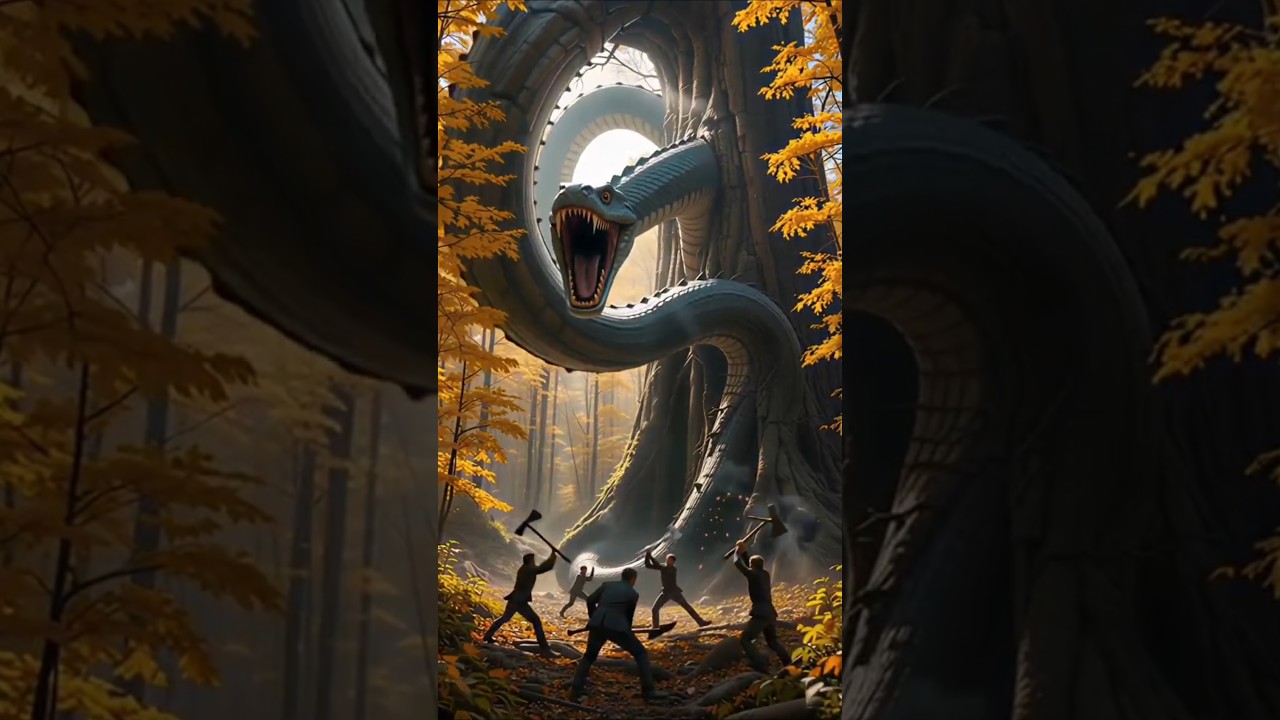 "Giant Snake Bursts Out of Ancient Tree 🌳🐍 | Terrifying Forest Encounter" 