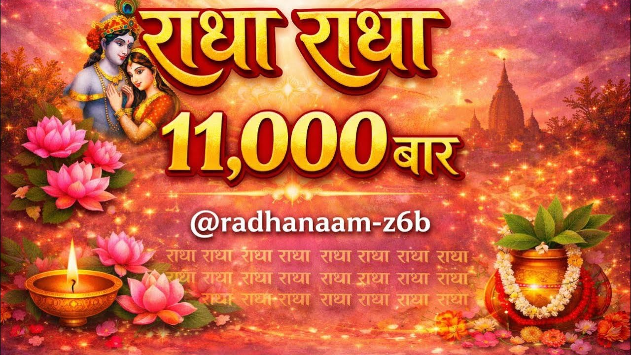 1/11000 राधा नाम जप 11000 बार | Radha Naam Jaap 11000 Times | #krishna #motivation #music #youtube 