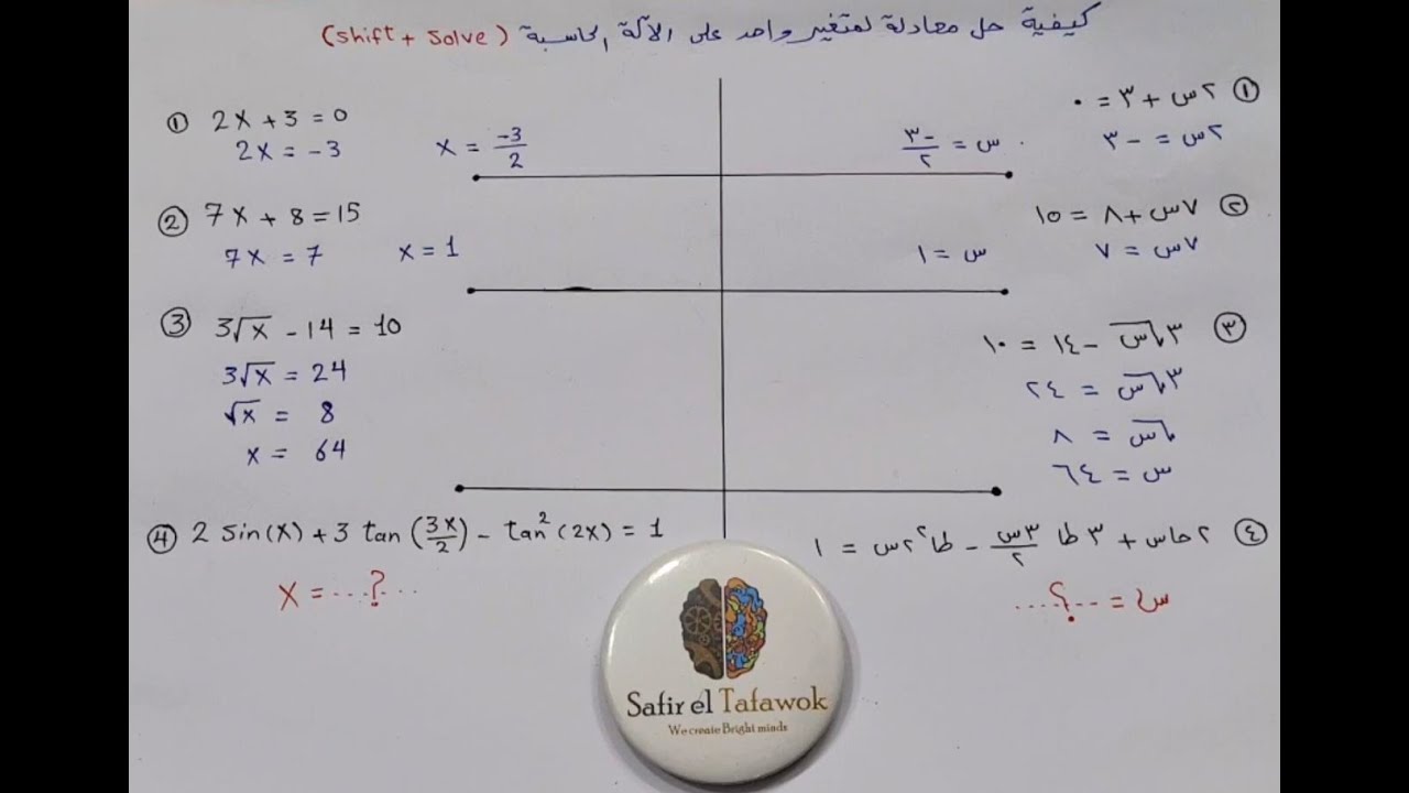كيفية استخدام الالة الحاسبة لحل معادلة بمتغير واحد مهما كانت صعوبتها