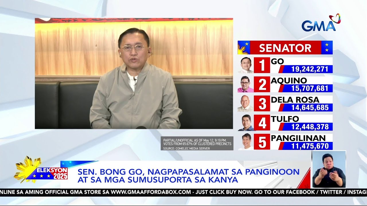 Panayam kay Sen. Bong Go kaugnay sa partial and unofficial senatorial race results.. | Eleksyon 2025
