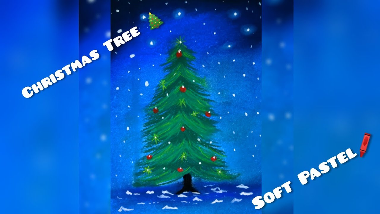 || Christmas Tree 🎄 Drawing with Soft Pastels 🖍️||
