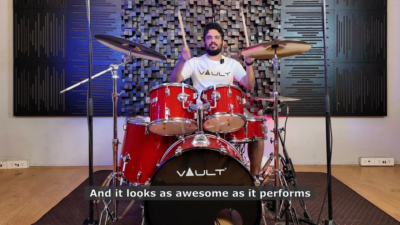 Vault Groover 22 5 Piece Acoustic Drumkit with Cymbals, Cymbal Stands and Drum Throne Demo Video