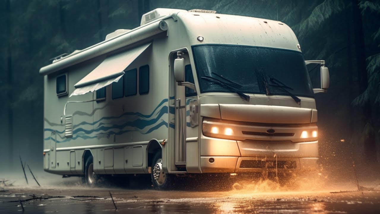 Rain Storm On Camper Trailer | Black Screen | 10 Hours