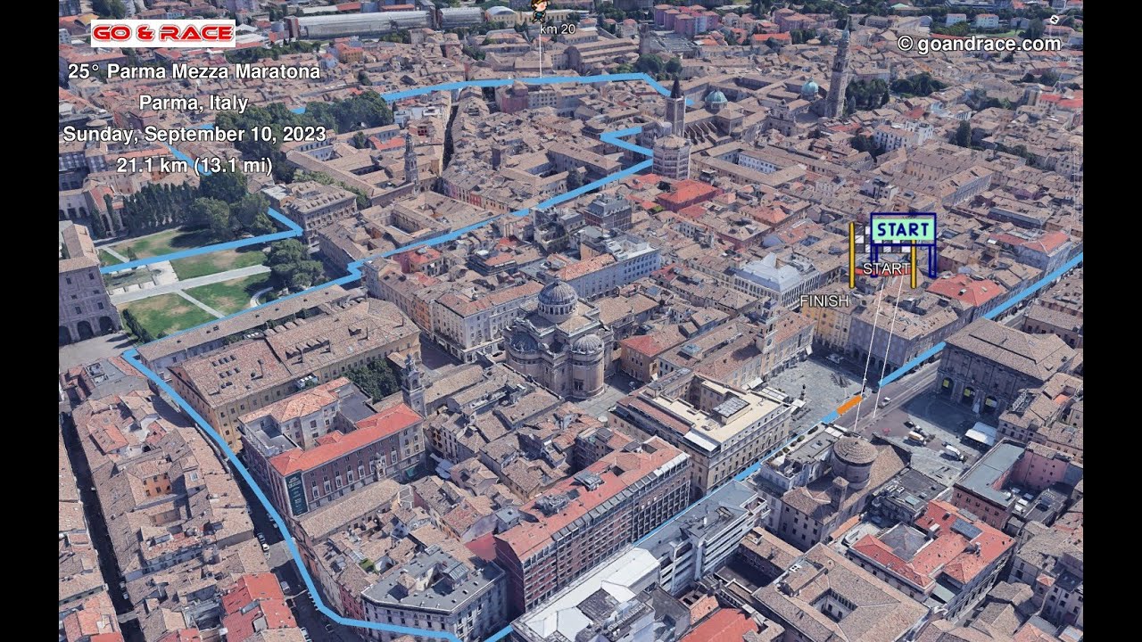 25° Parma Mezza Maratona: vola sul percorso 3D della mezza-maratona!