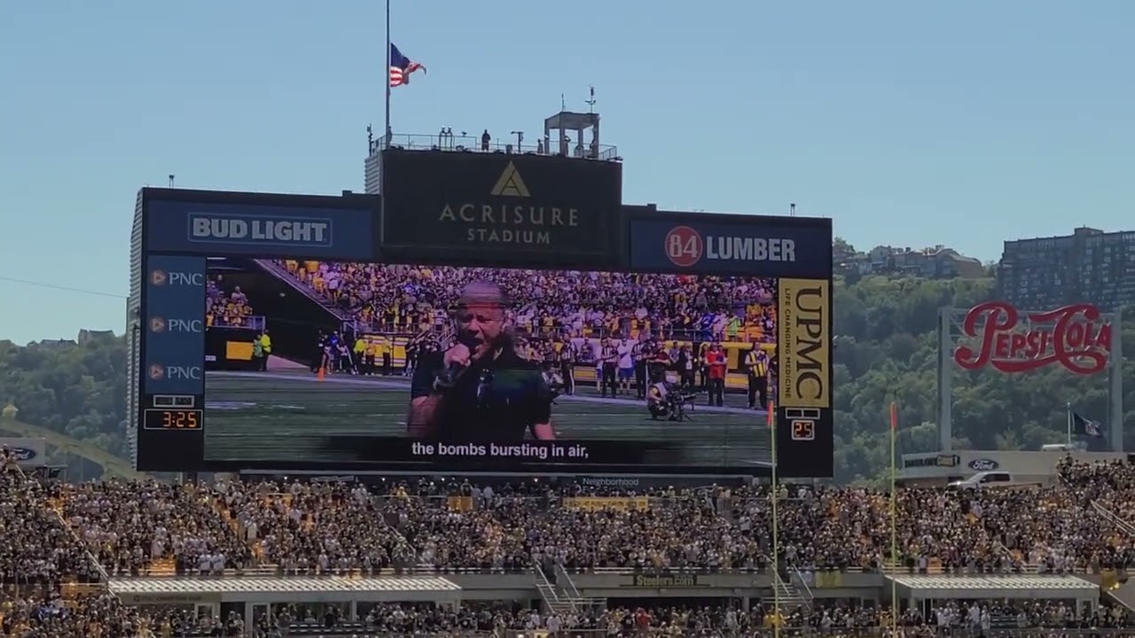 Bruce Dickinson of Iron Maiden sings the National Anthem in Pittsburgh on September 14th, 2025.