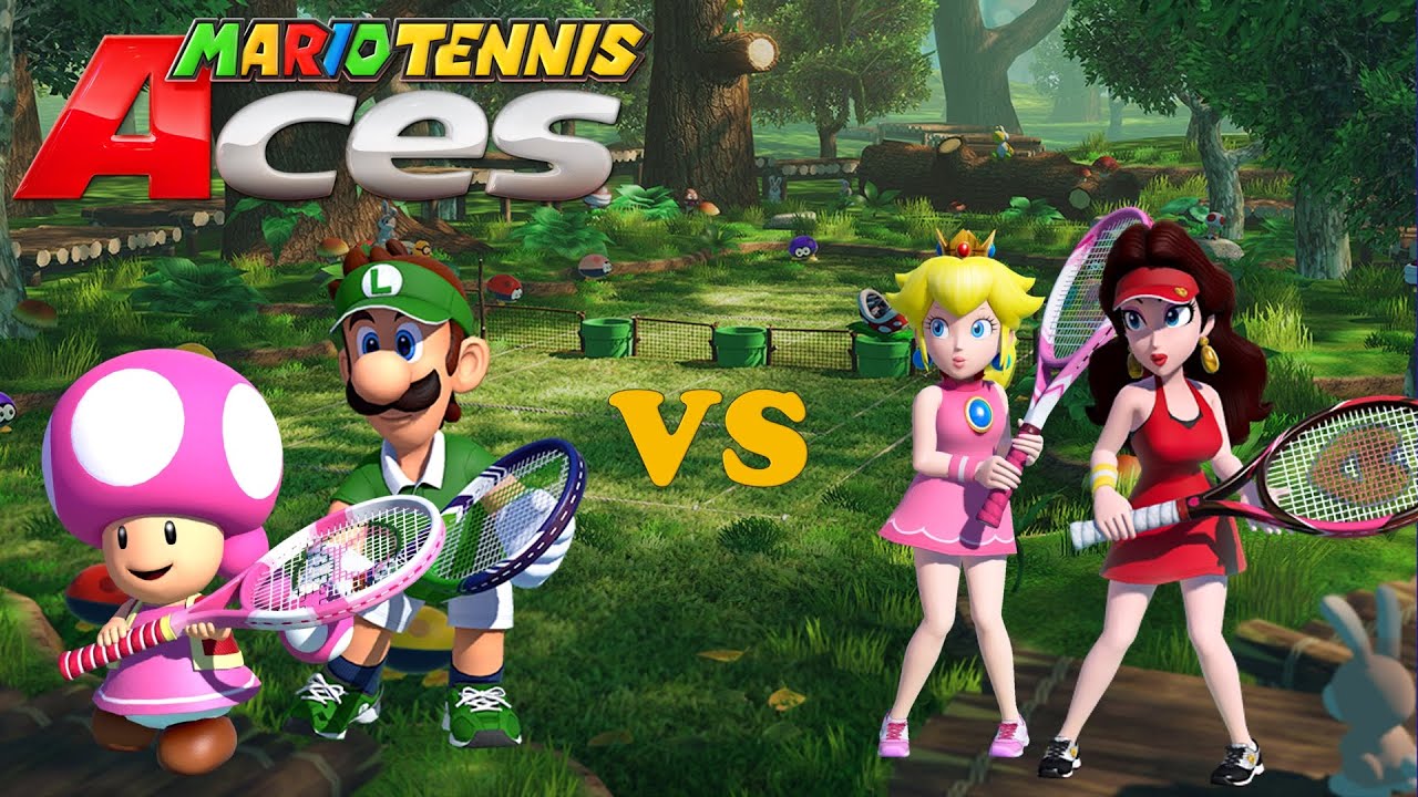 Mario Tennis Aces - Toadette & Luigi vs Pauline & Peach - Piranha Plant Forest
