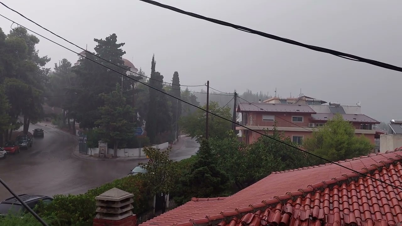 Huge Thunderstorm in Greece watching from the window😮