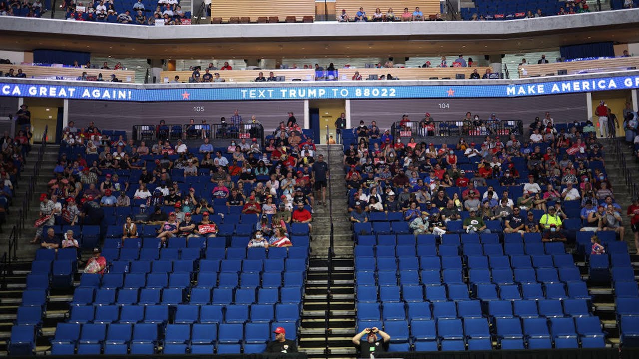 Trump rally features empty seats, staff with coronavirus infections