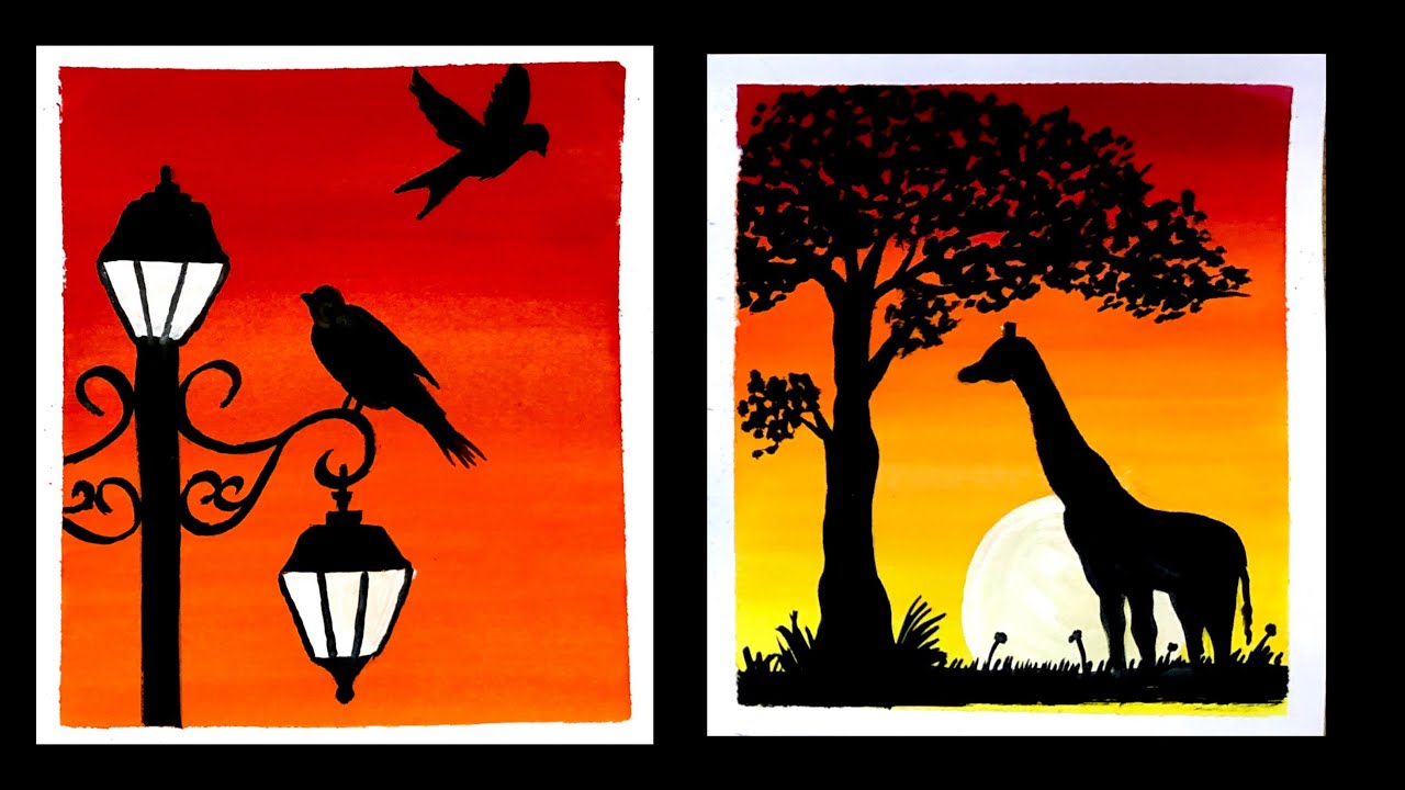 5 Easy Sunset Painting Ideas for Beginners | Poster Colour Painting Ideas | Art for Home Decor