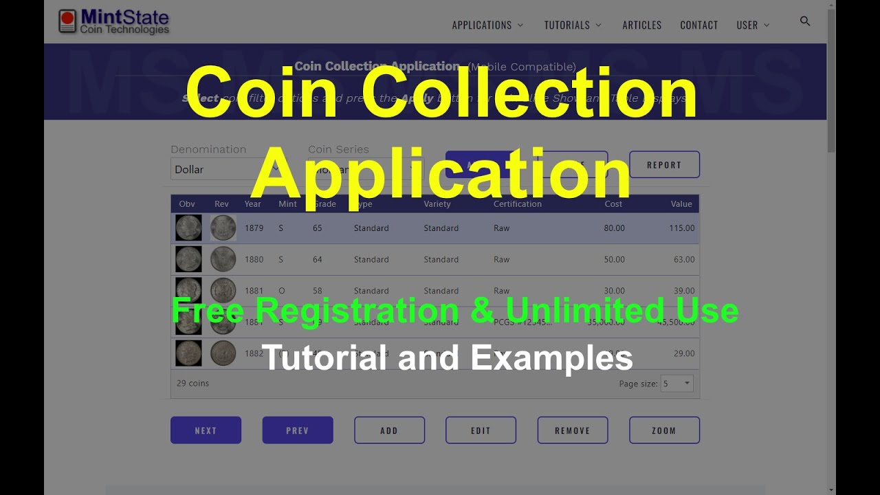 Coin Collection Application (Free Online) - MintState Tutorial
