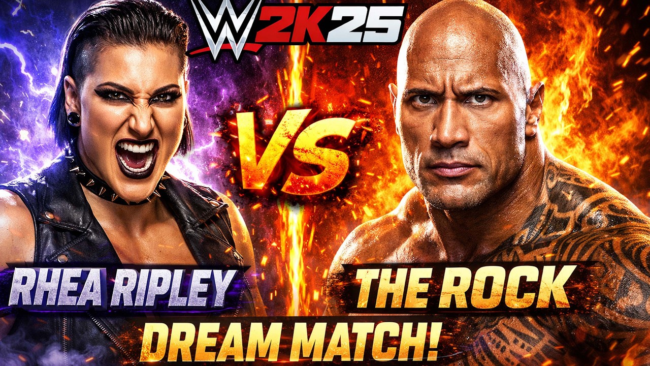 Rhea Ripley vs The Rock – Epic Dream Match | WWE 2K25 Gameplay