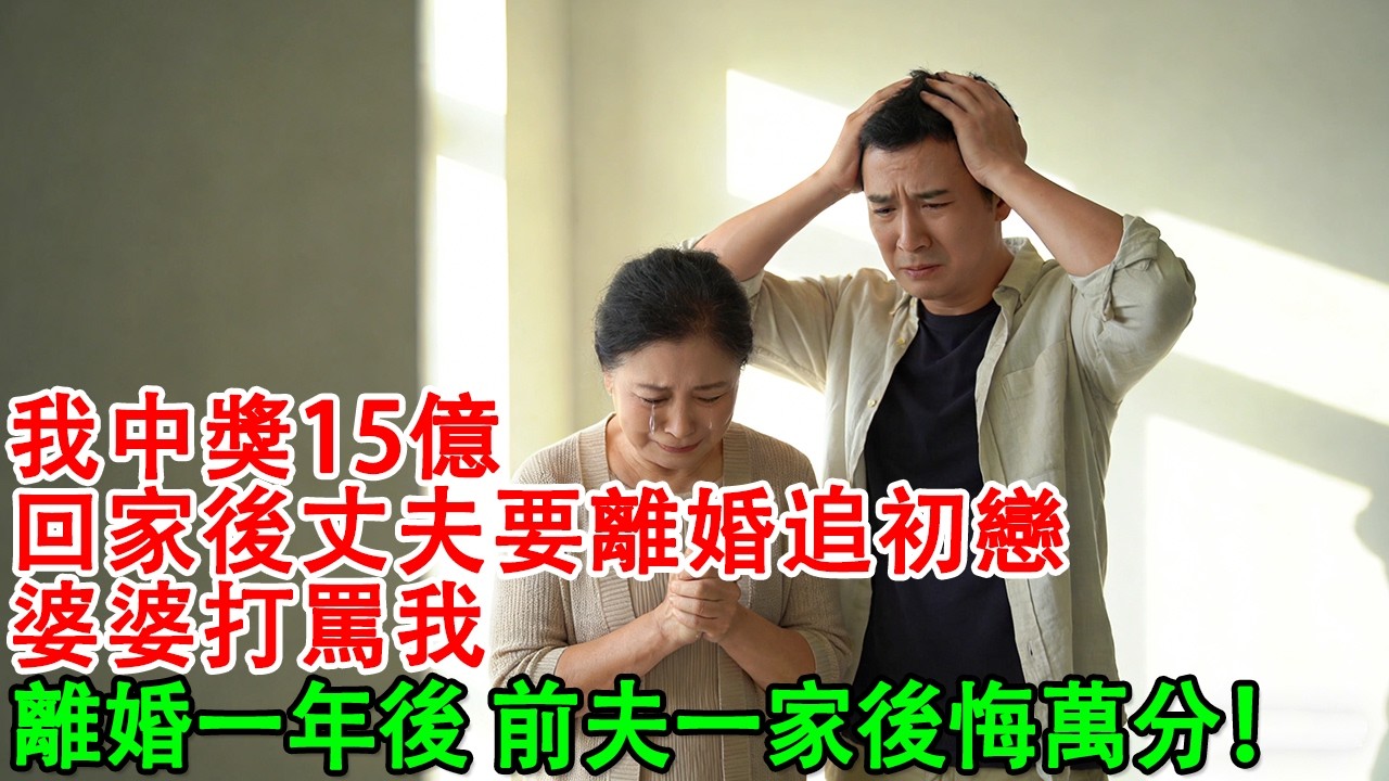 【完結爽文】我中獎15億回家後丈夫要離婚追初戀。婆婆打罵我。我簽下離婚協議。一年後前夫一家後悔萬分#婆媳 #家庭 #婚姻 #情感 #情感故事 #為人處世 #故事 #家庭故事 #家庭倫理 #生活經驗