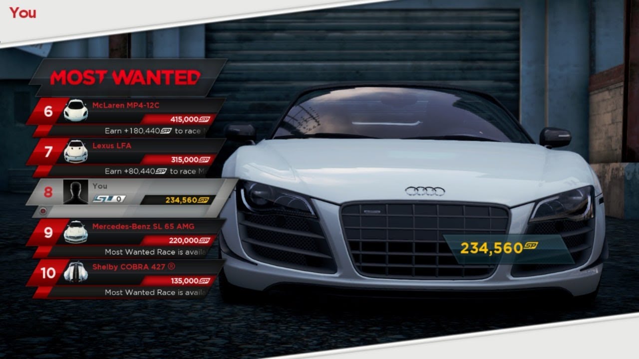 Need for Speed™ Most Wanted Audi R8 GT Spyder
