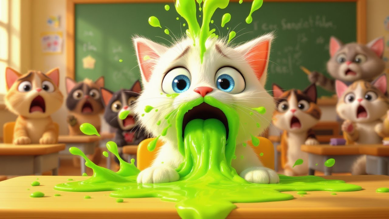 🤮🍔 The Kitten Ate a Strange Burger... Then Threw Up in Class!