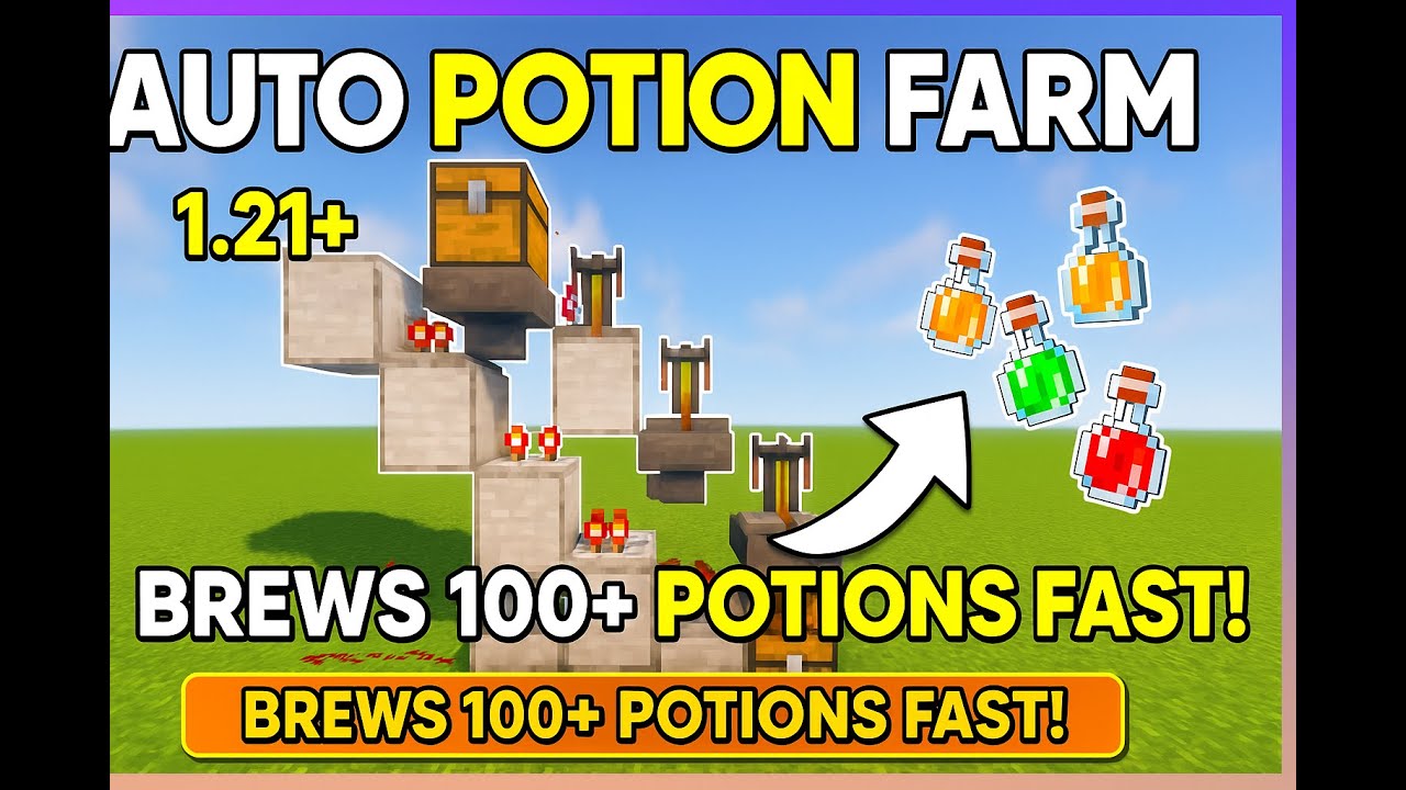 Fastest Auto Potion Farm in Minecraft 1.21+ (Brews 100+ Potions Automatically!)