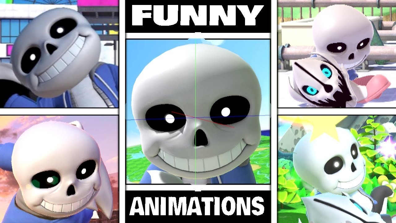 Sans Various FUNNY ANIMATIONS in Smash Bros Ultimate (Drowning, Dizzy, Screen KO, Sleeping, & More!)